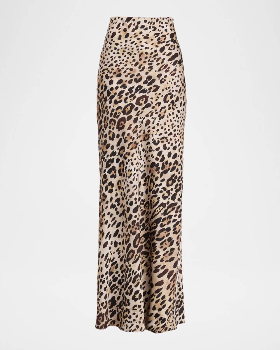 Sierra Leopard Satin Maxi Skirt